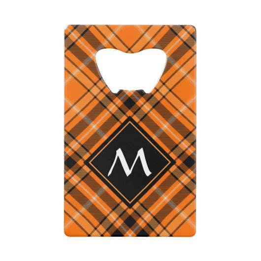 Halloween Oranje Tartan Creditkaart Flessenopener (Voorkant)