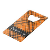 Halloween Oranje Tartan Creditkaart Flessenopener (Achterkant Gekanteld)