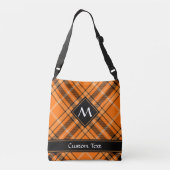 Halloween Oranje Tartan Crossbody Tas (Achterkant)
