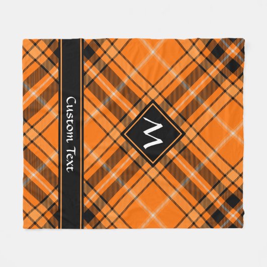 Halloween Oranje Tartan Fleece Deken (Voorkant (Horizontaal))