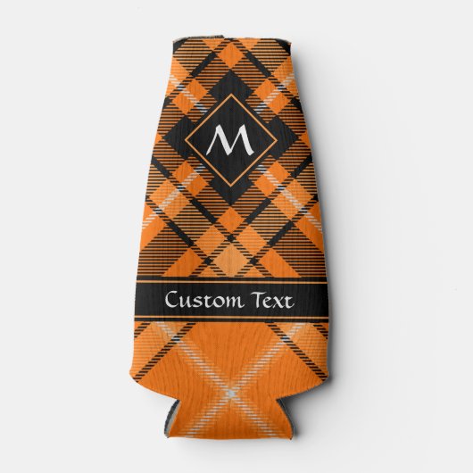 Halloween Oranje Tartan Flesjeskoeler (Voorkant)