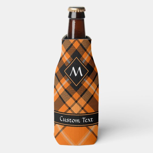 Halloween Oranje Tartan Flesjeskoeler (Fles Voorkant)