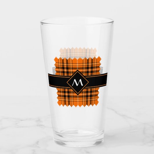 Halloween Oranje Tartan Glas (Voorkant)