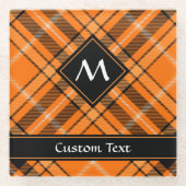 Halloween Oranje Tartan Glazen Onderzetter (Voorkant)