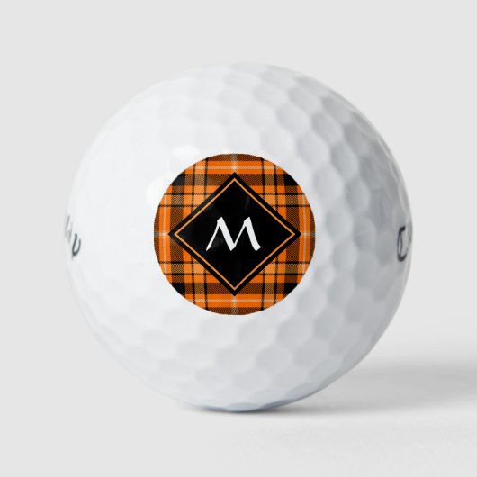 Halloween Oranje Tartan Golfballen (Voorkant)