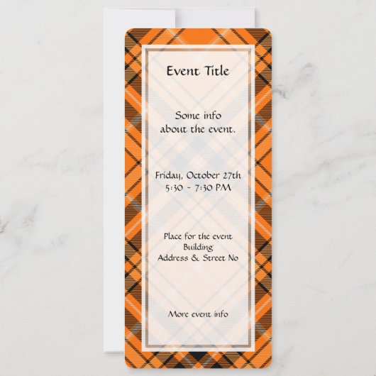 Halloween Oranje Tartan Kaart (Achterkant)