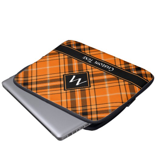 Halloween Oranje Tartan Laptop Sleeve (Voorkant onderkant)
