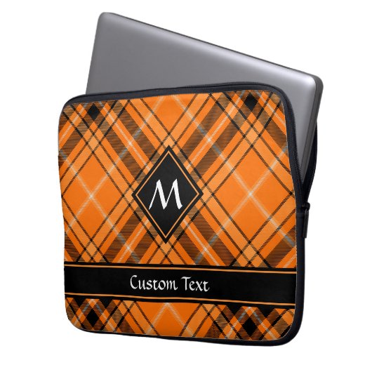 Halloween Oranje Tartan Laptop Sleeve (Voorkant Links)