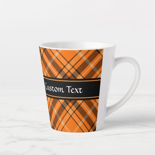 Halloween Oranje Tartan Latte Mok (Rechts)