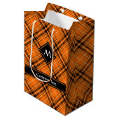Halloween Oranje Tartan Medium Cadeauzakje (Voorkant Gekanteld)