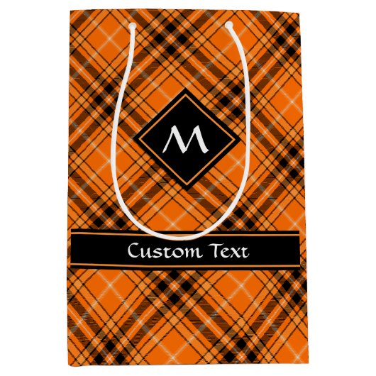 Halloween Oranje Tartan Medium Cadeauzakje (Voorkant)