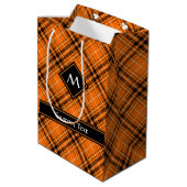 Halloween Oranje Tartan Medium Cadeauzakje (Achterkant Gekanteld)