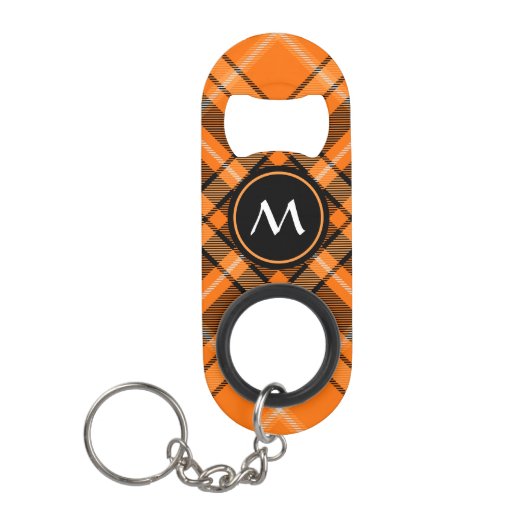 Halloween Oranje Tartan Mini Flessenopener (Voorkant)