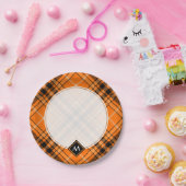 Halloween Oranje Tartan Papieren Bordje (Feest)