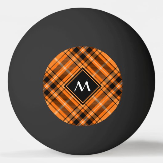 Halloween Oranje Tartan Pingpongbal (Voorkant)
