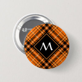 Halloween Oranje Tartan Ronde Button 5,7 Cm