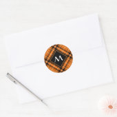 Halloween Oranje Tartan Ronde Sticker (Envelop)