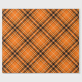 Halloween Oranje Tartan Rotated Wrapping Paper Cadeaupapier (Vlak)
