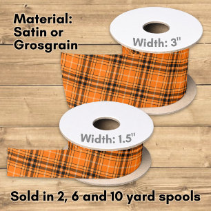 Halloween Oranje Tartan Satijnen Lint
