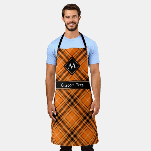 Halloween Oranje Tartan Schort (Gedragen)