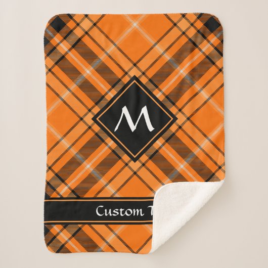 Halloween Oranje Tartan Sherpa Deken (Voorkant)