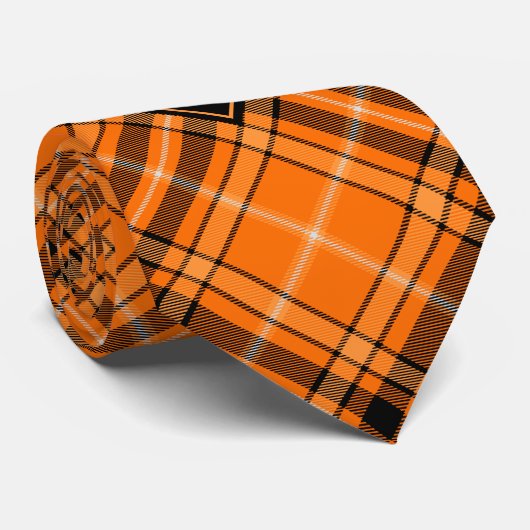 Halloween Oranje Tartan Stropdas (Opgerold)
