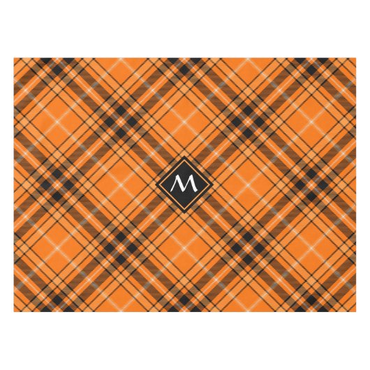 Halloween Oranje Tartan Tafelkleed (Voorkant (Horizontaal))