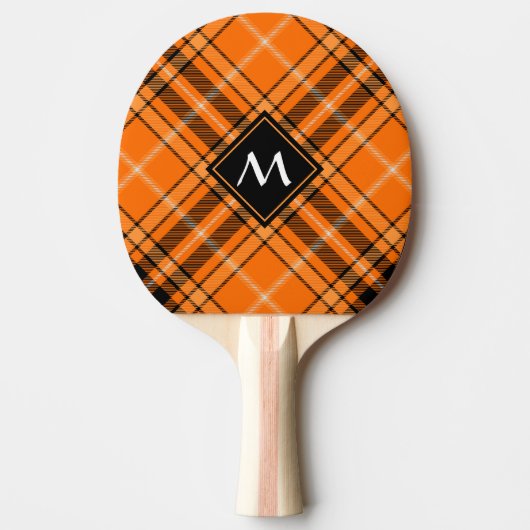 Halloween Oranje Tartan Tafeltennisbatje (Voorkant)
