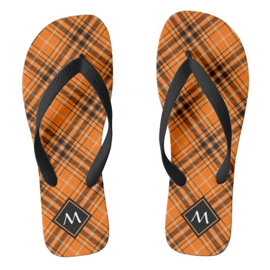 Halloween Oranje Tartan Teenslippers (Voetbed)