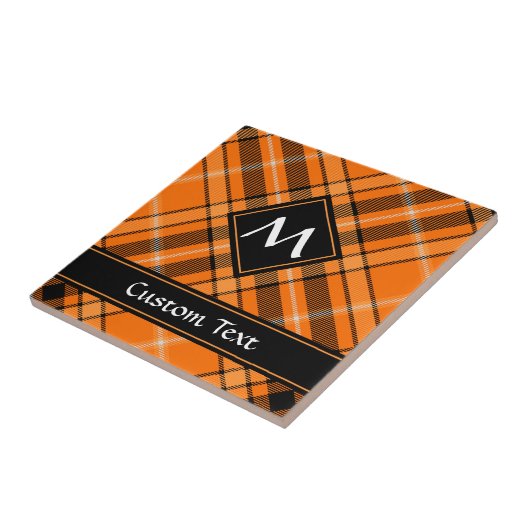 Halloween Oranje Tartan Tegeltje (Zijkant)