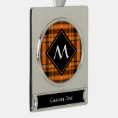 Halloween Oranje Tartan Verzilverd Banner Ornament (Rechts)