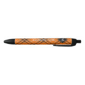 Halloween Oranje Tartan Zwarte Inkt Pen (Bodem)