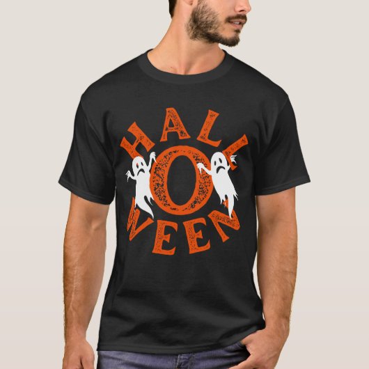 Halloween Oranje typografie Ghosts T-shirt (Voorkant)
