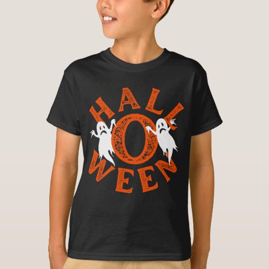 Halloween Oranje Typografie Spoken T-shirt (Voorkant)