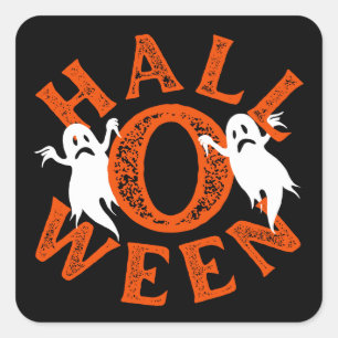 Halloween Oranje Typografie Spoken Vierkante Sticker