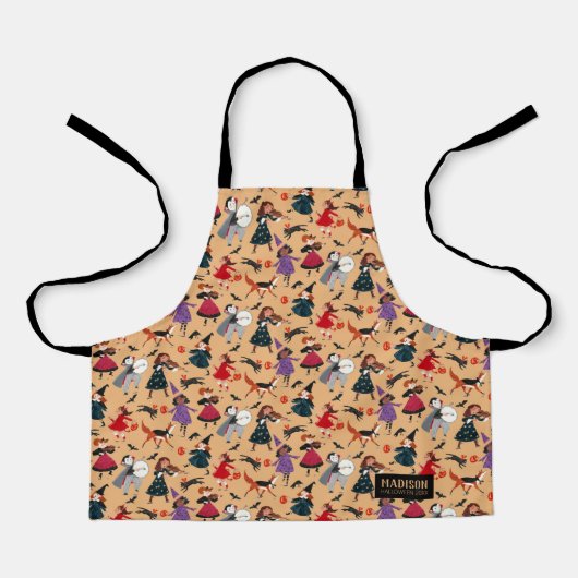 Halloween oranje verkleedt het kinder heksenpatroo schort (Voorkant)