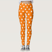 Halloween Oranje White Polka Dots Pattern Costuum Leggings (Voorkant)