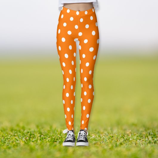 Halloween Oranje White Polka Dots Pattern Costuum Leggings
