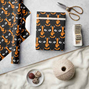 Halloween Oranje Zwarte Kat Decoupage of Cadeaupapier