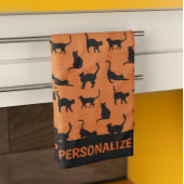 Halloween Oranje zwarte kat Theedoek