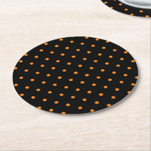 Halloween oranje zwarte polka doet schattige tiete ronde kartonnen onderzetter