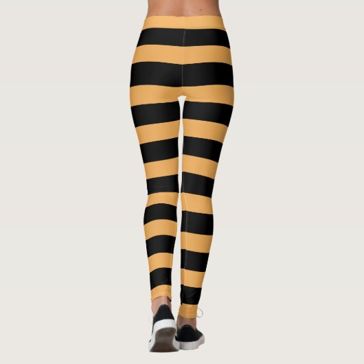 Halloween oranje zwarte strip leggings (Achterkant)