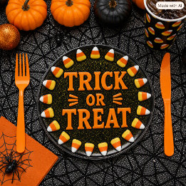 Halloween Oranje Zwarte Trick-or-Treat Feest Papieren Bordje