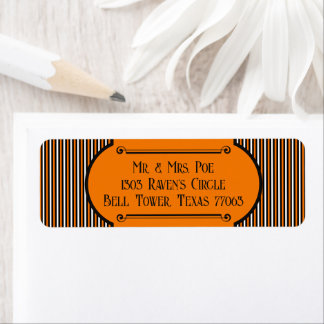 Halloween Oranje & Zwarte Vintage Streep Etiket