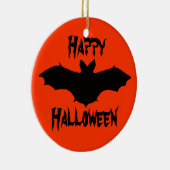 Halloween Oranje Zwarte Vleermuis Versiering Keramisch Ornament (Rechts)