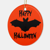 Halloween Oranje Zwarte Vleermuis Versiering Keramisch Ornament (Links)