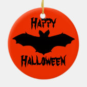 Halloween Oranje Zwarte Vleermuis Versiering Keramisch Ornament (Achterkant)