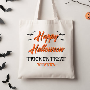 Halloween Oranje Zwarte Vleermuizen Trick Or Treat Tote Bag
