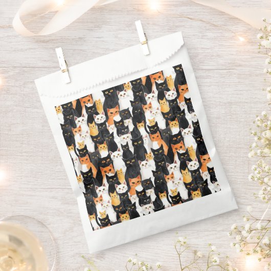 Halloween Oranje zwarte witte katten Bedankzakje (Geknipt)