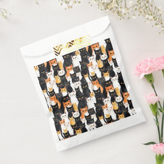 Halloween Oranje zwarte witte katten Bedankzakje (Gezegeld)